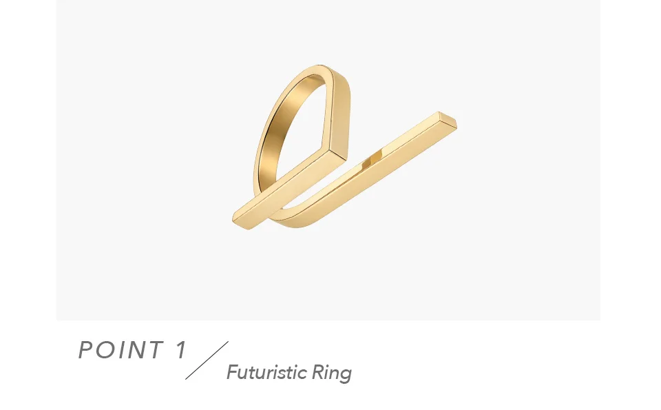 Futuristic Rings For Women Simple Gold Color Stainless Steel Ring Fashion Jewelry Birthday Christmas Gift