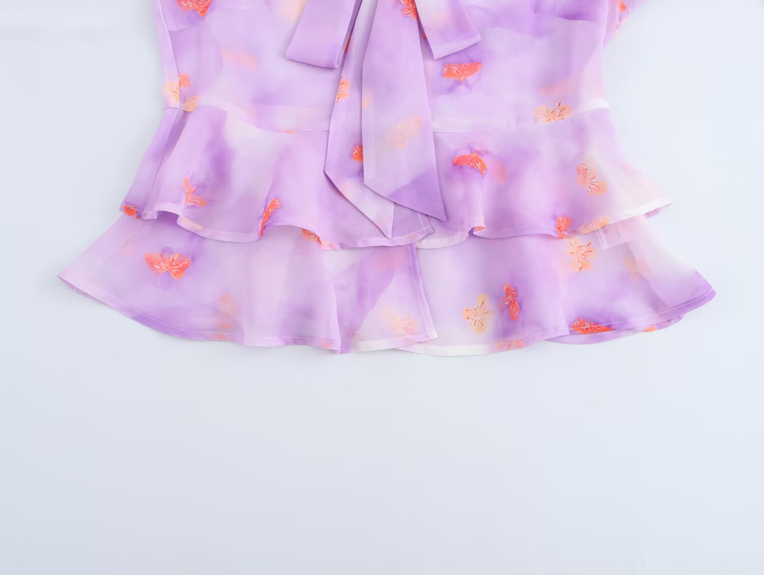 European Floral Frill Trim Top