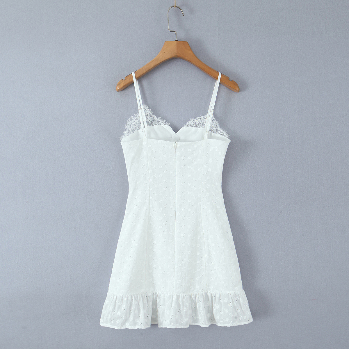 Bow decoration lace edge camisole dress