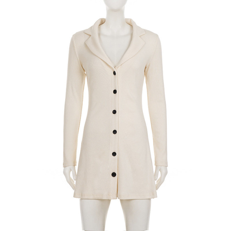 Solid Notch Lapel Dress