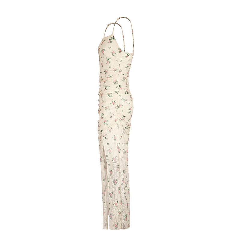 Tiered Patterned Side Split Dress