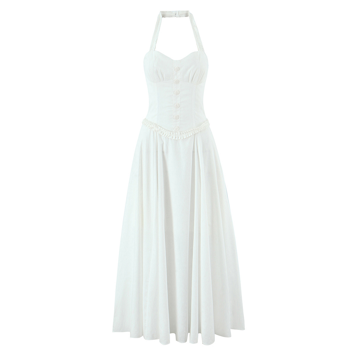 Strapless Sleeveless Floral High-Waist Midi Dress
