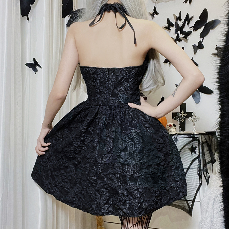 Ladies V-Neck Sleeveless Plain Woven Flared Streetwear Dress