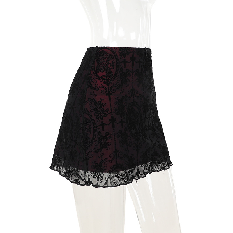 Private Celebrity Fitted Layered Above-Knee Polyester Print Skirt