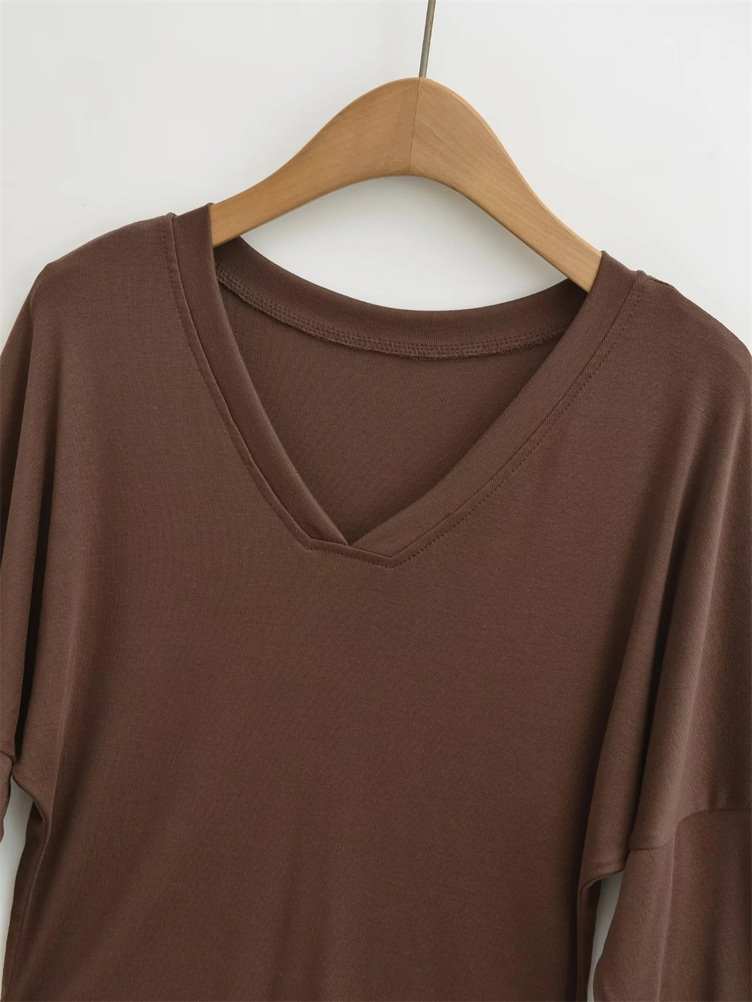 Slim Fit V Neck Ruched Waist Dolman Tee