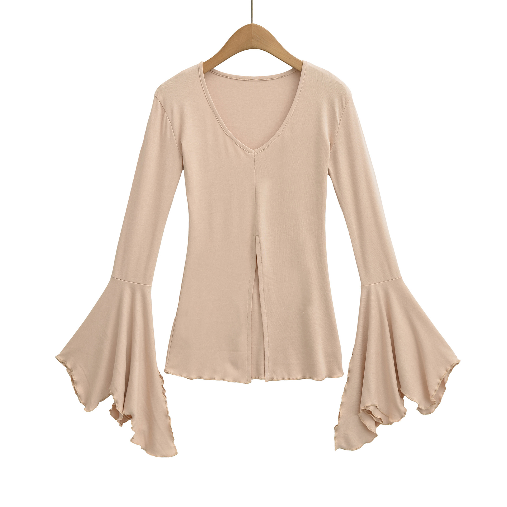 Trumpet Plunge Side Slit T-Shirt