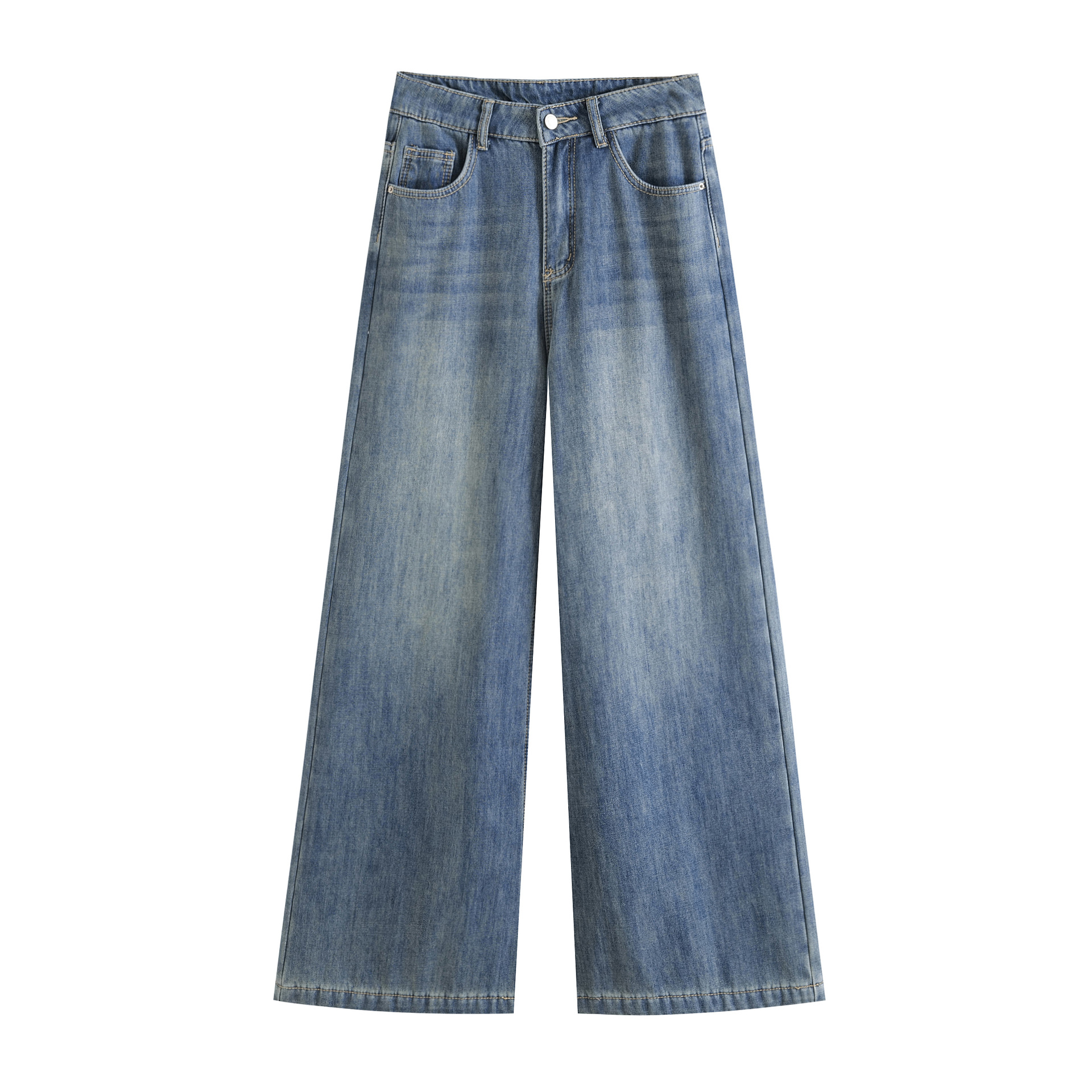 High waisted and plush warm loose long jeans