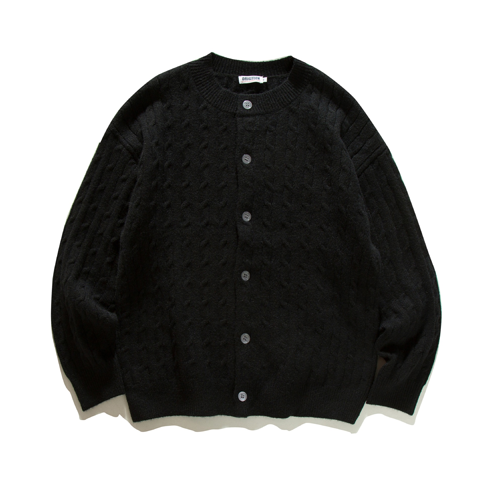 Jacquard Acrylic Loose Fit Long Sleeve Cardigan