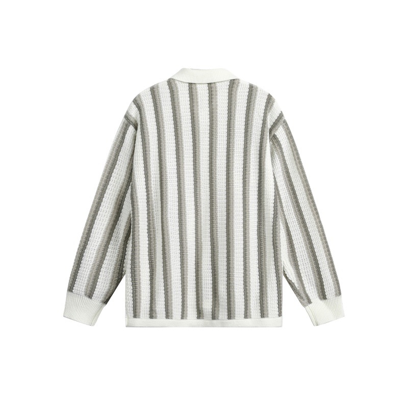 Wrist-Length Ribbed Oversized Notched Neck Polyester Cardigan