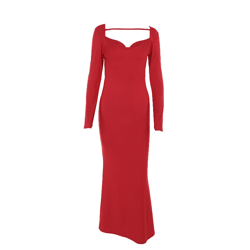 Full Sleeve V-Neck Bow Back Pencil Dress