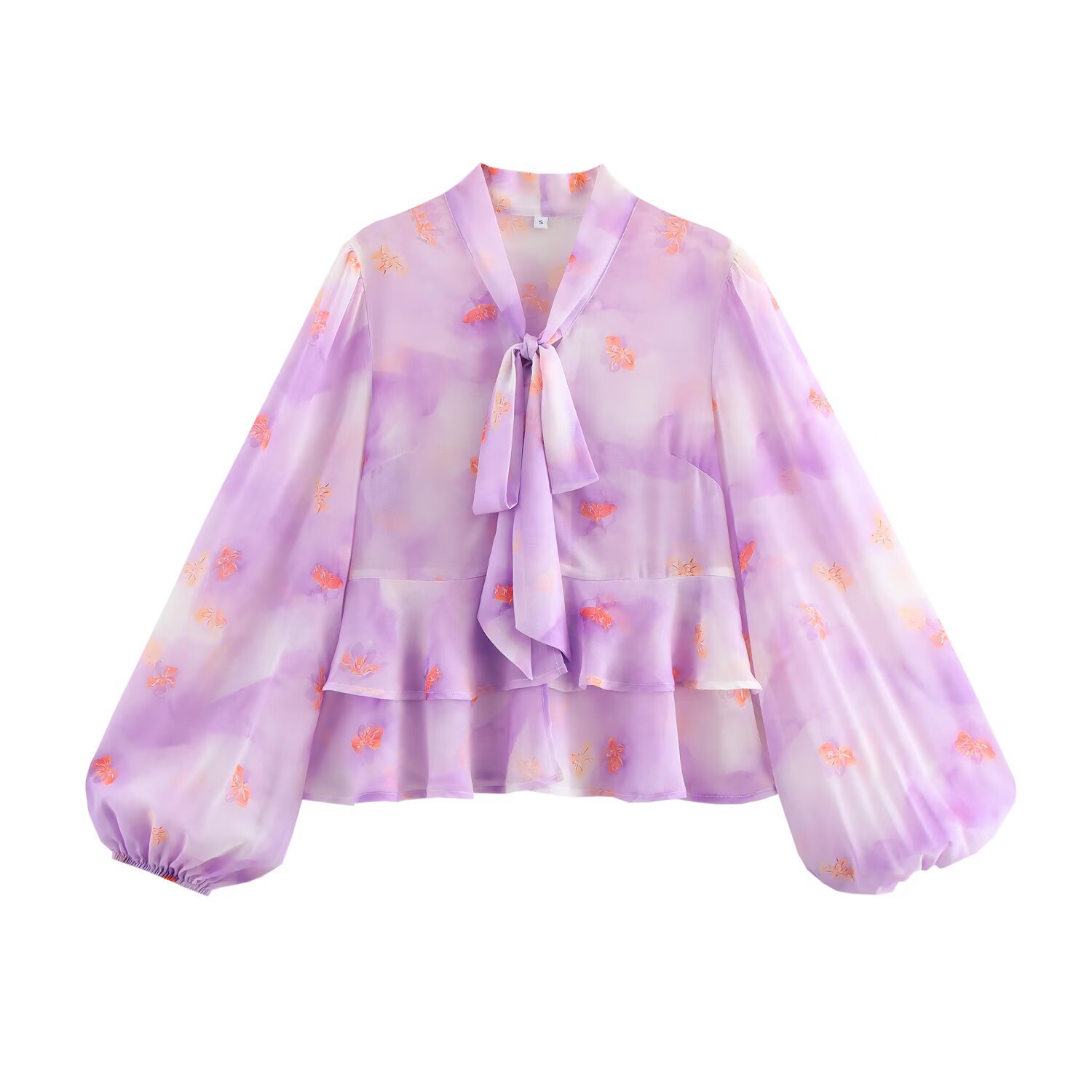 European Floral Frill Trim Top