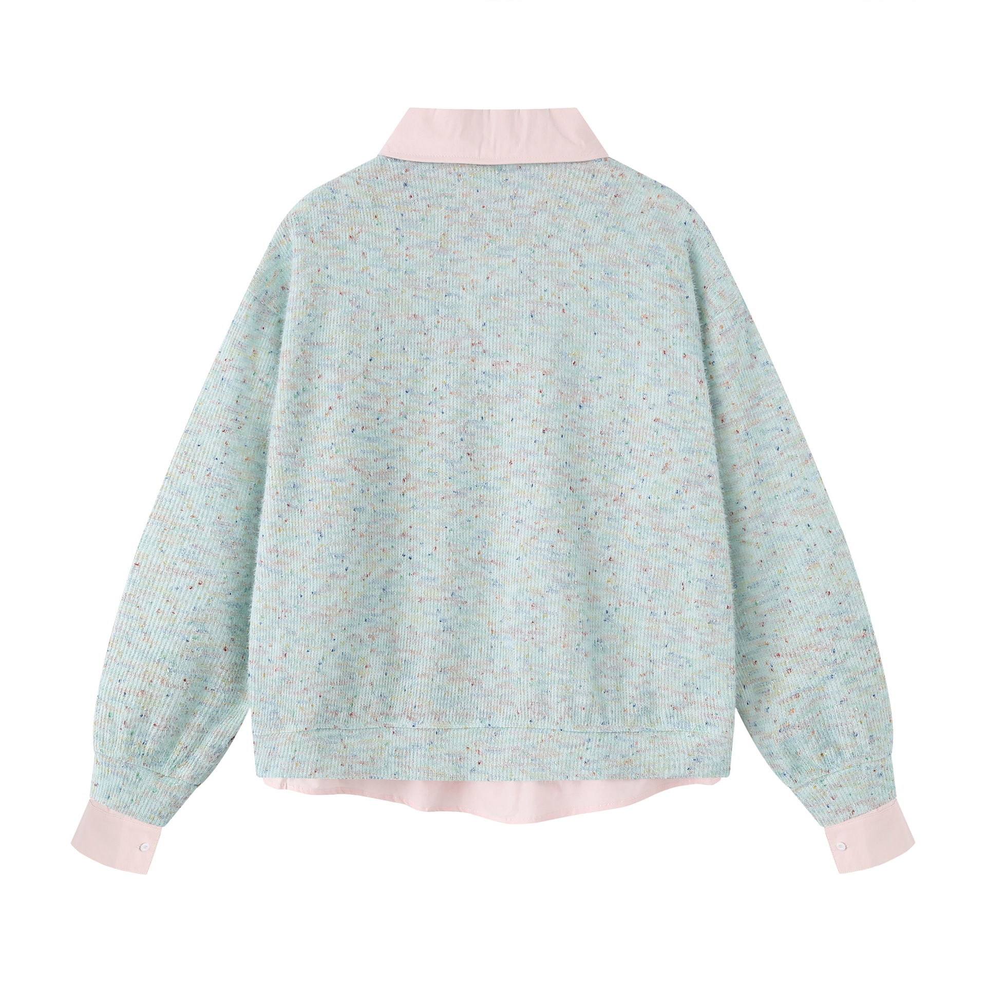 Retro Layered Oversized Puppy Motif Fold-Over Sweatshirt