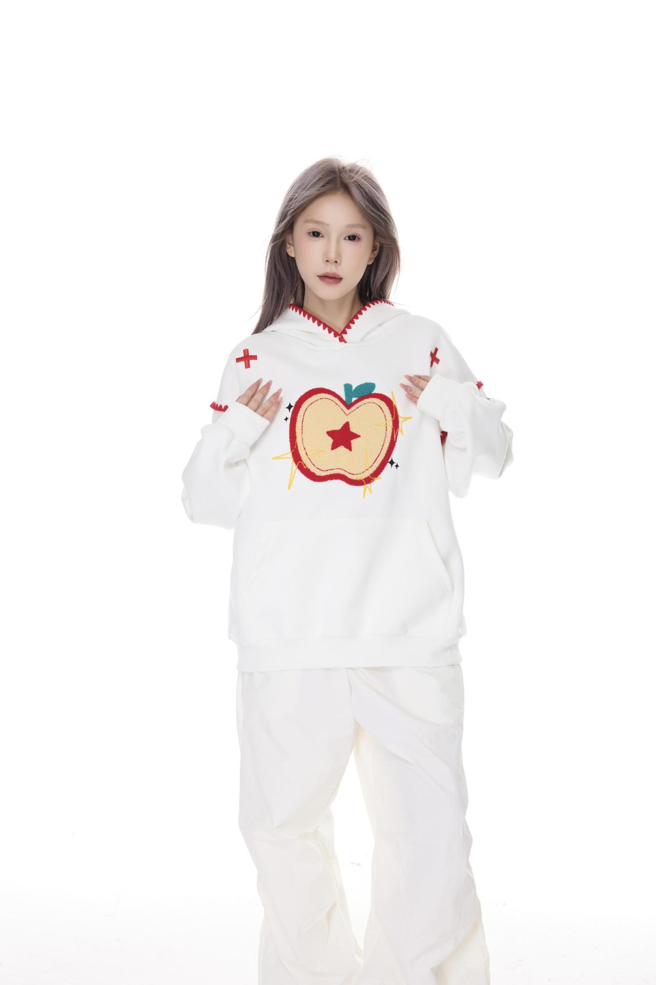 Long Sleeve Cotton Orchard Applique Hoodie