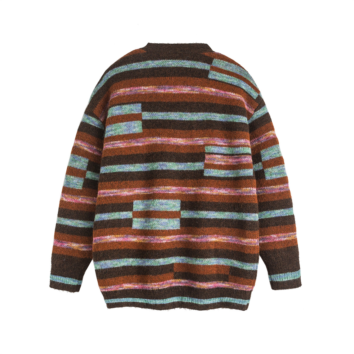 Oversized Japanese Workwear Jacquard Long Sleeve Cardigan