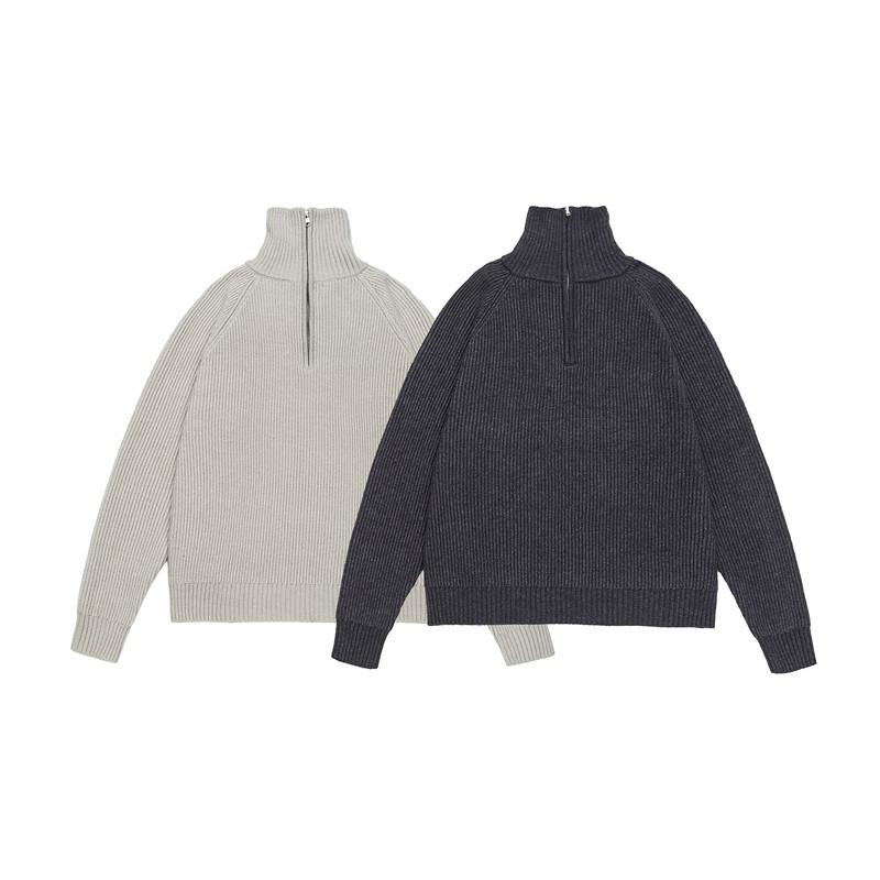 Mock Collar Plain Thermal Workwear Sweater