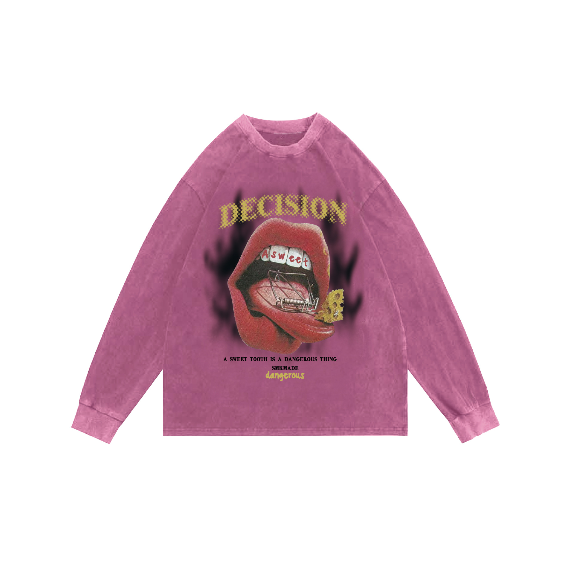 Cotton Long Sleeve Kiss Graphic Hoodie