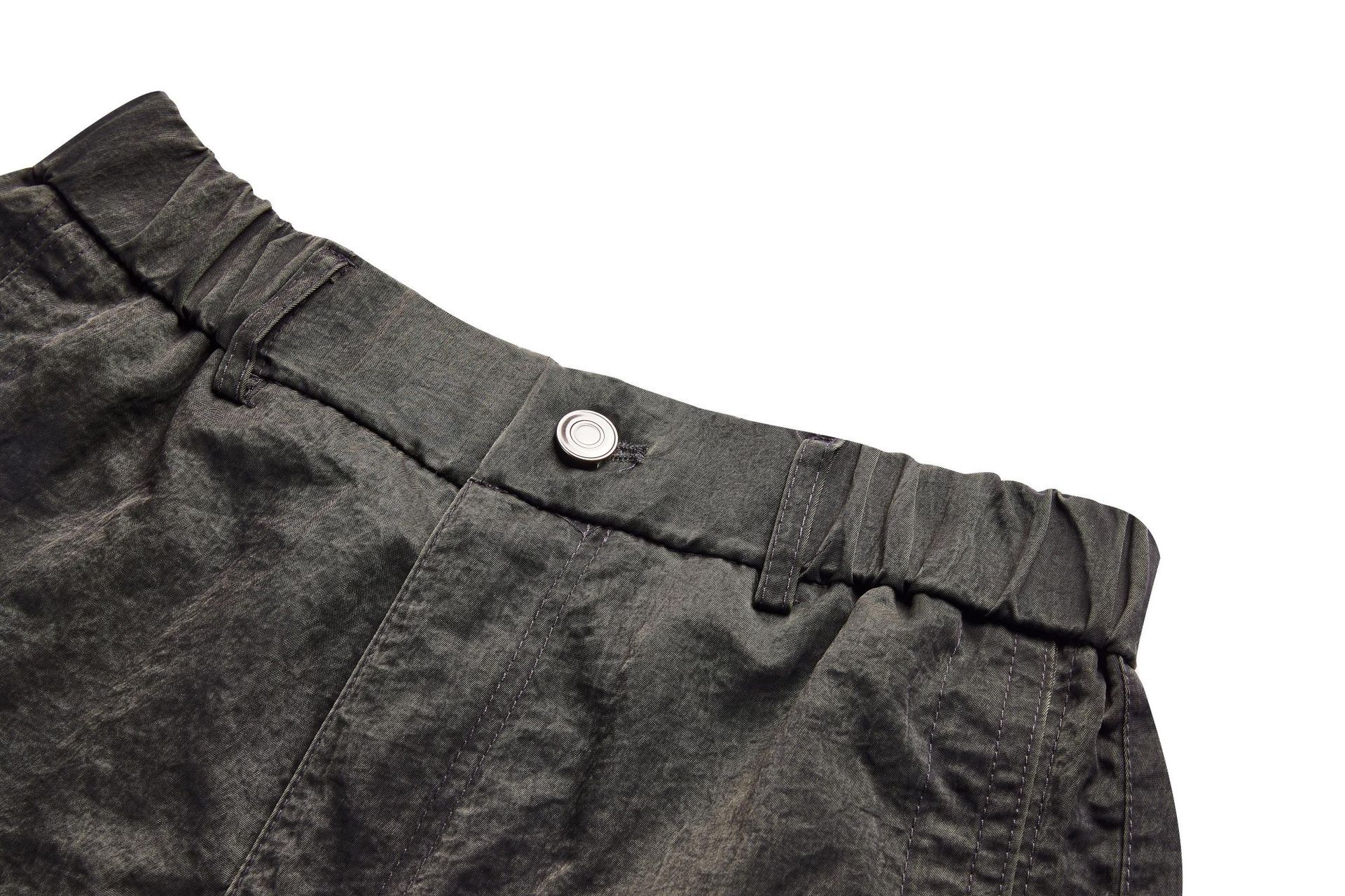 Pleated Layered Design Military Green Multi-Pocket Button Cargo Casual Trousers for Men and Women