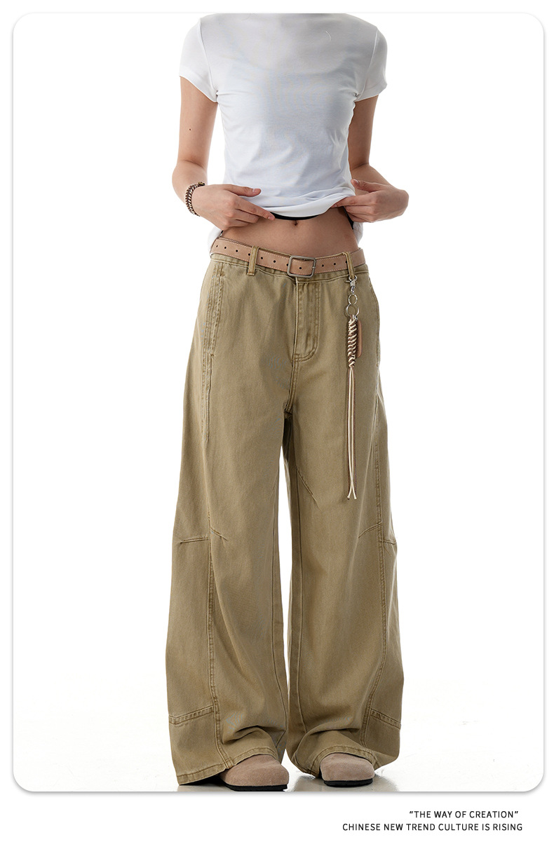 Loose Workwear Casual Pants for Men and Women Design Sense Loose Wide-Leg Straight Trousers
