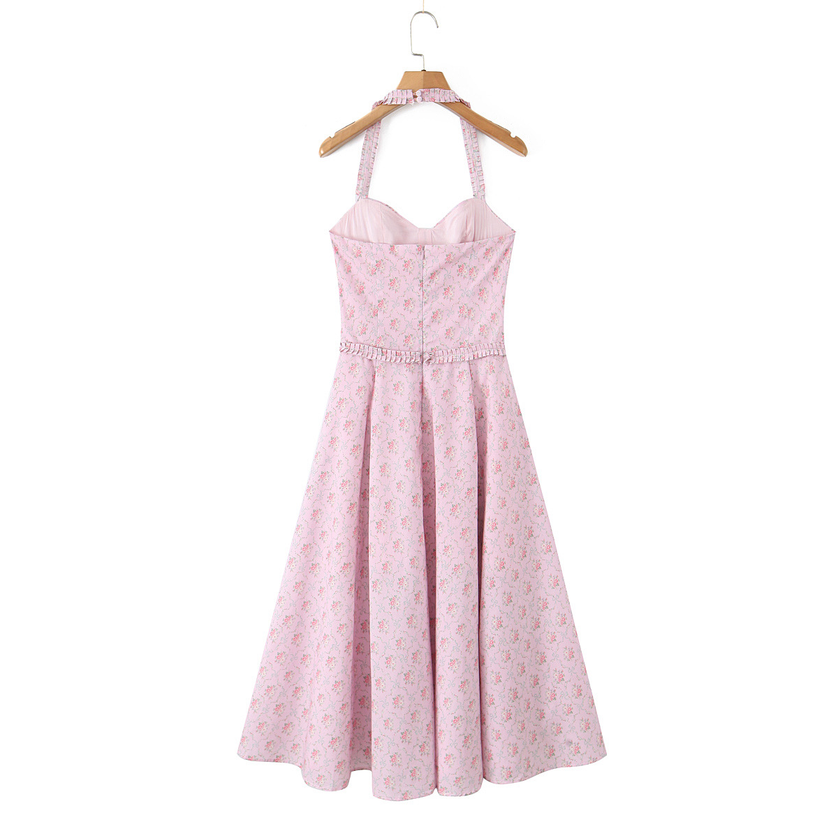 Strapless Sleeveless Floral High-Waist Midi Dress