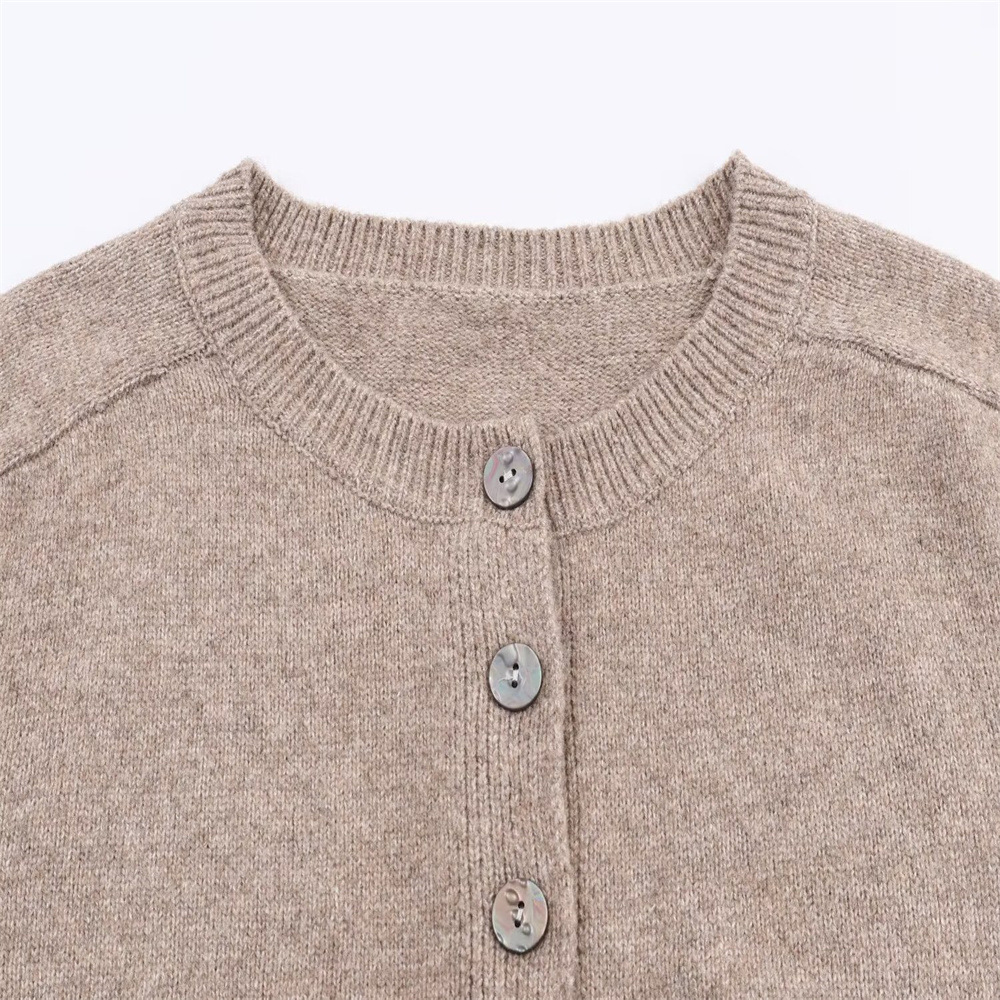 Ladies Plain Full Sleeve Button Front Polyester Sweater