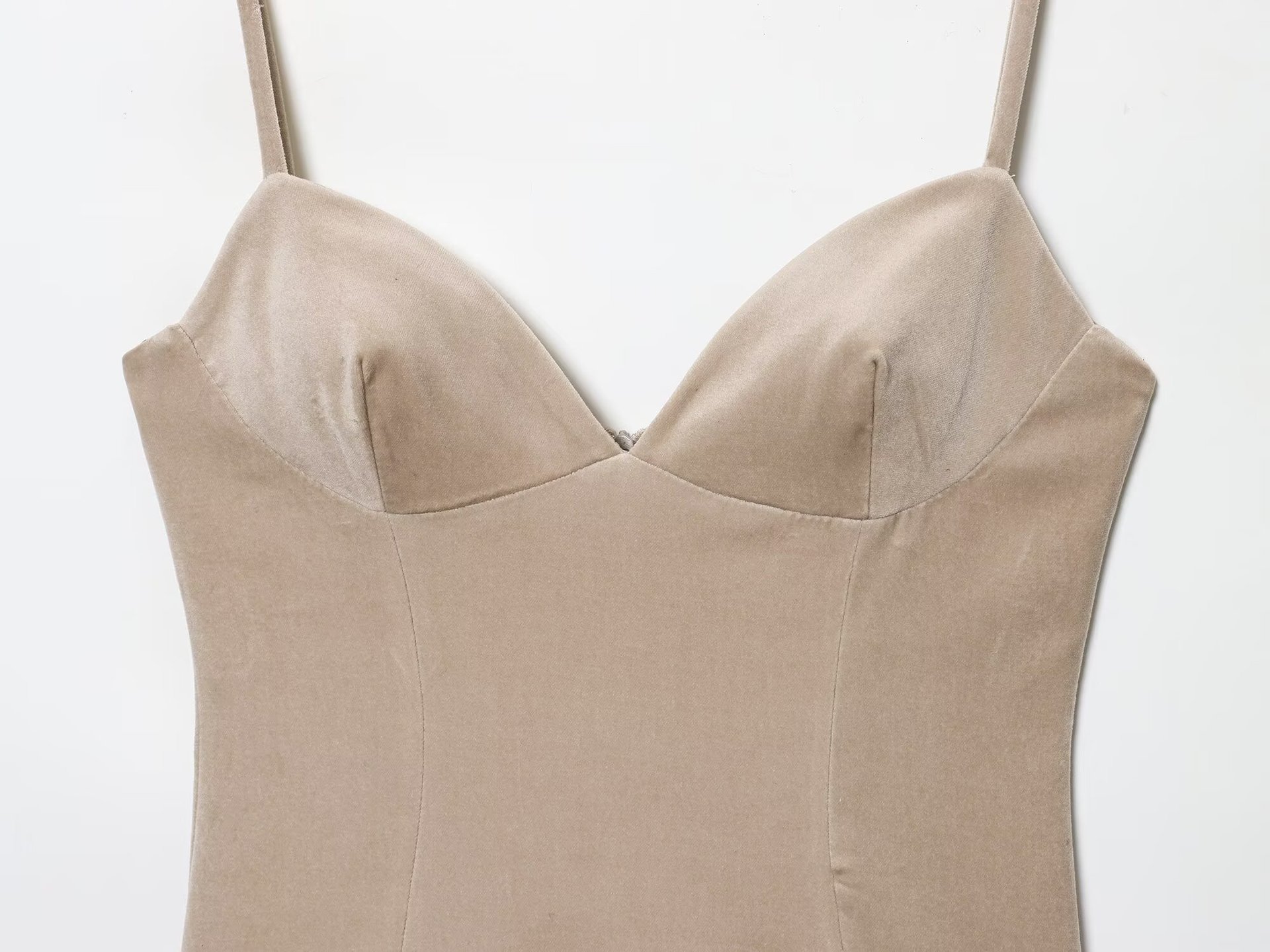 Gathered Spaghetti Strap Plunge Dress