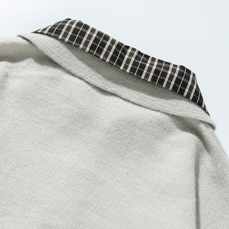 Men's Two-Tone Button-Neck Sweater