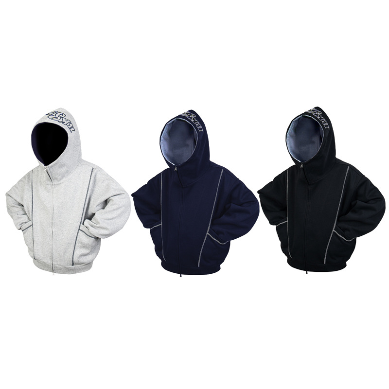 Street Relaxed Fit Zip-Up Letter Print Hoodie
