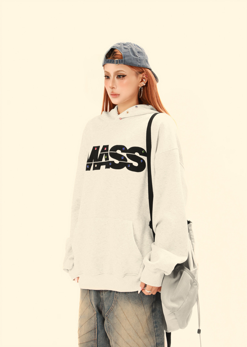 Utility Oversized Stitched Alphabet Cotton Hoody