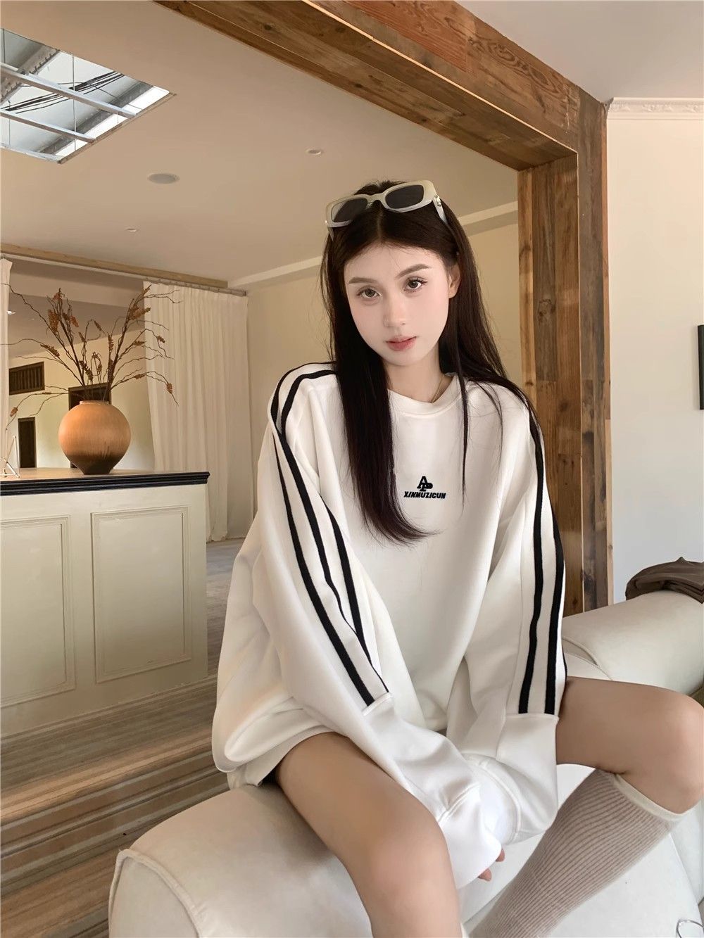 Oversized Japanese Korean Hip-Length Crew Sweater