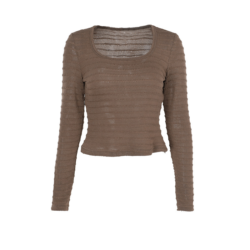 Plain Tailored Angular Neckline Full Sleeve Stretch Blouse