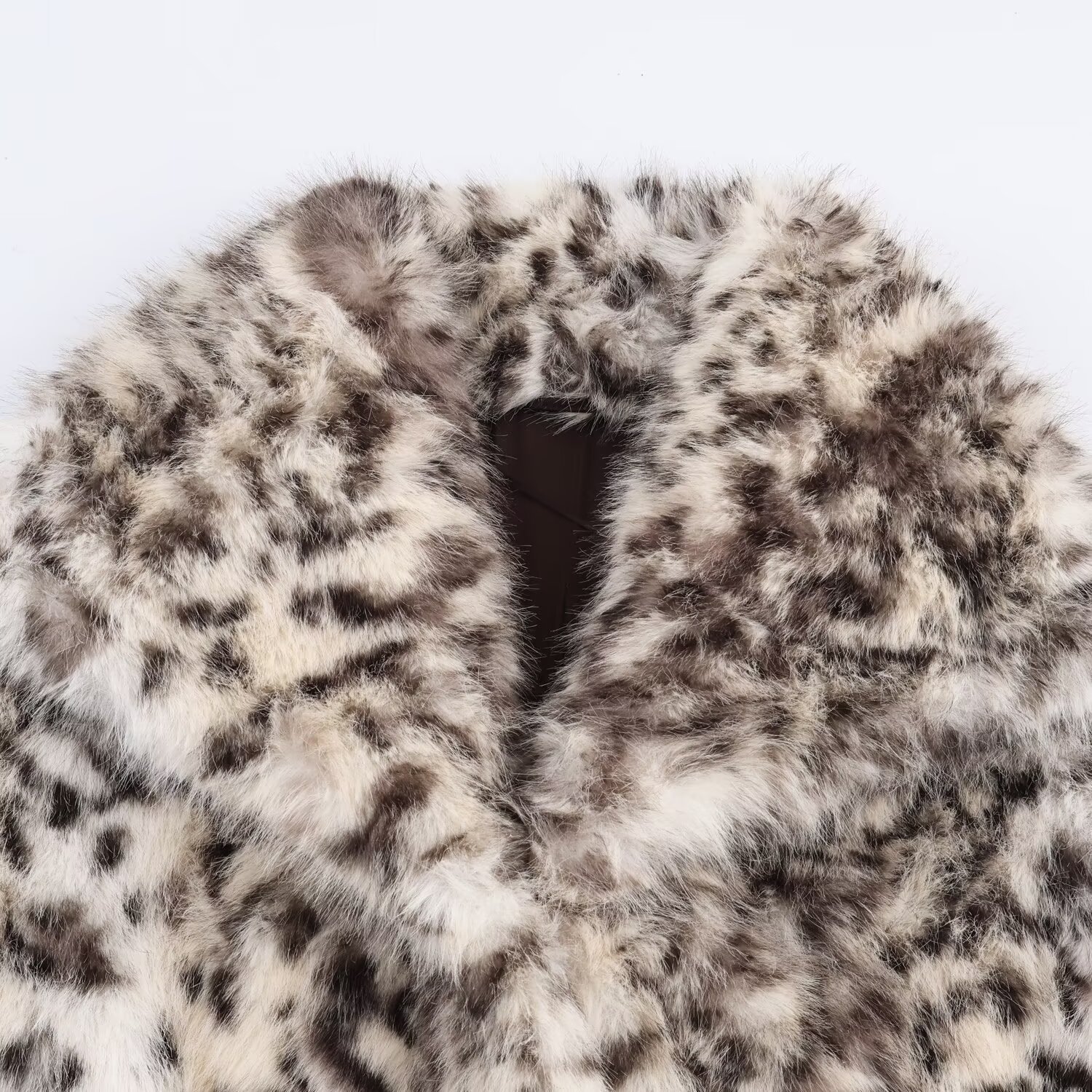 Animal print synthetic fur jacket