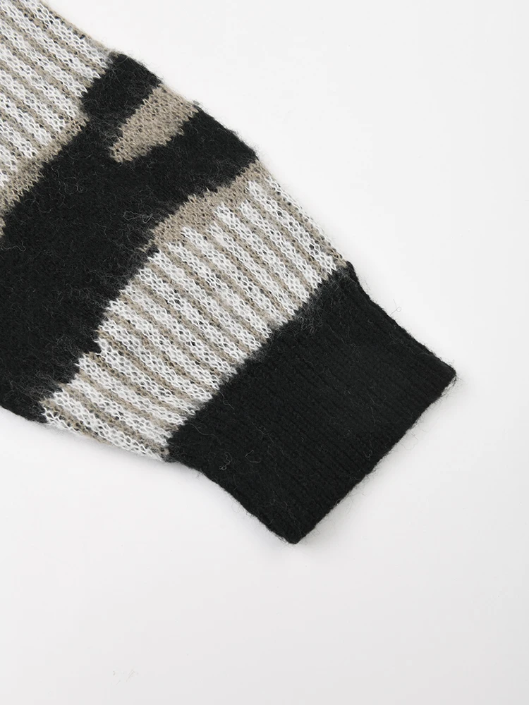 Ladies Relaxed Polyester Sweater Crew Two Tone