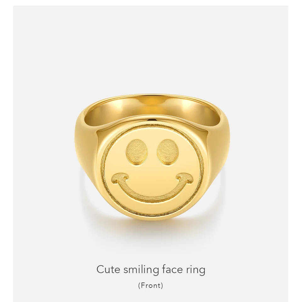 Vintage Smiling Face Rings For Women Stainless Steel Fashion Jewelry Gold Color Ring Halloween