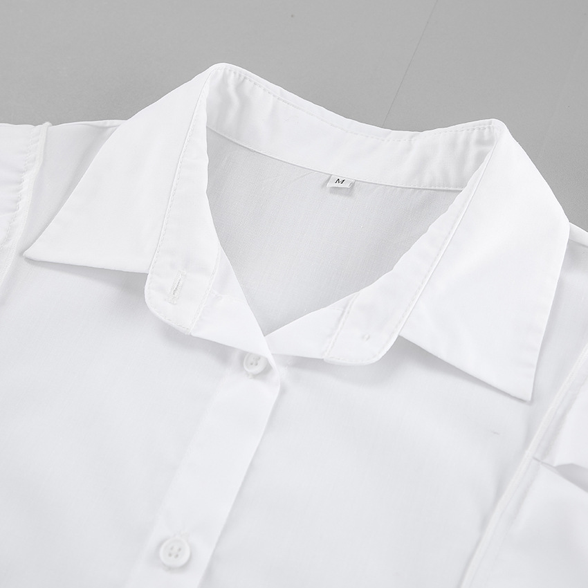 Office Cotton Polyester Lapel Relaxed Fit Top