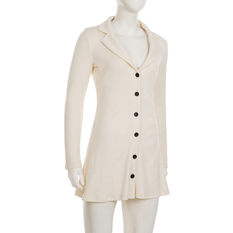 Solid Notch Lapel Dress