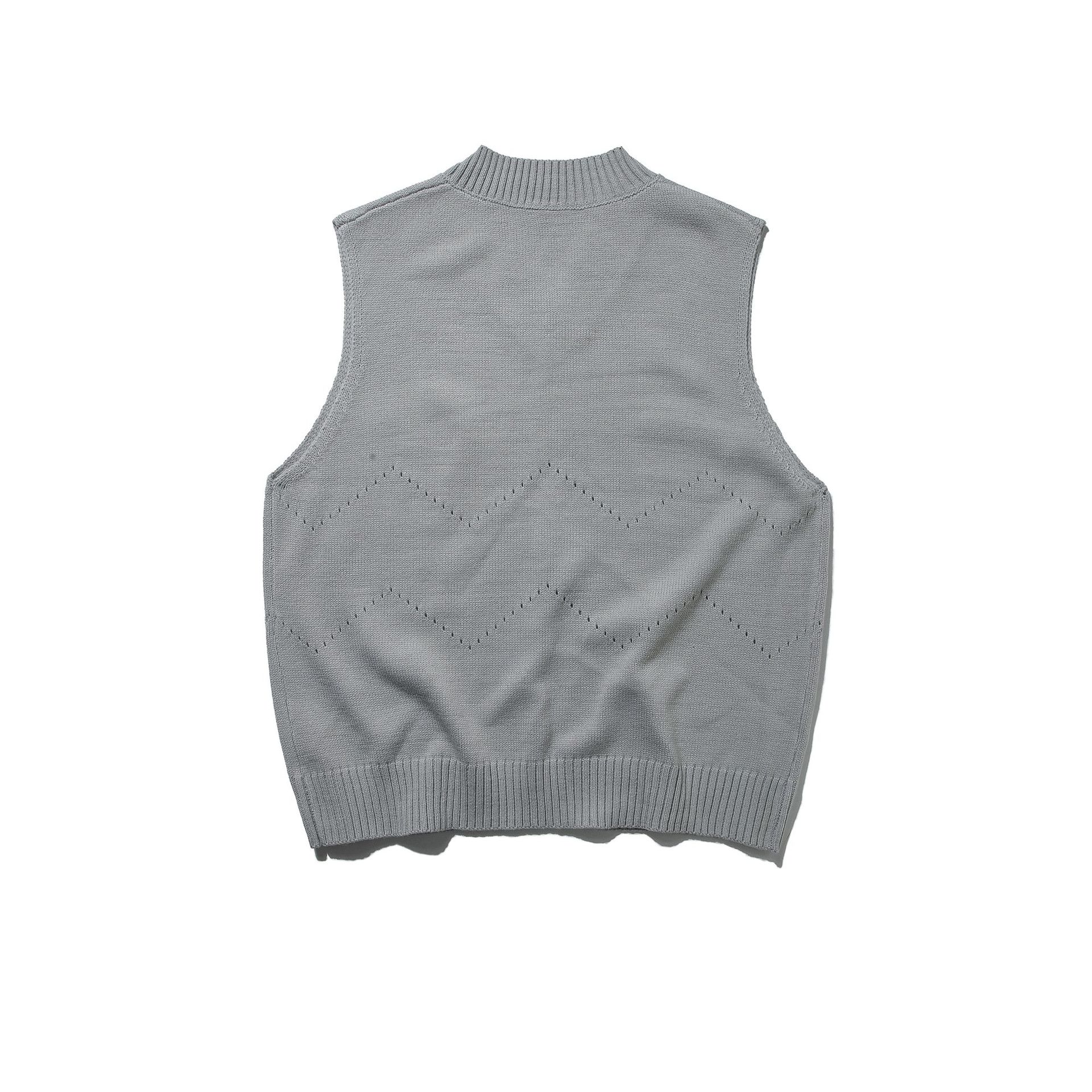 Unisex Japanese Workwear Color Block Vee Neck Sweater