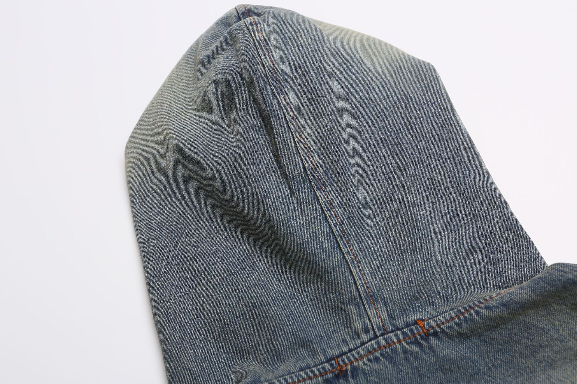 Faded Blue Cotton Embellished Hoody