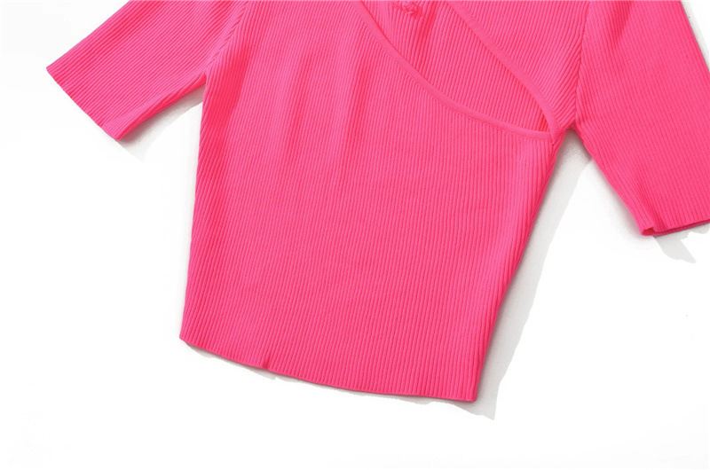 Hollow out short sleeved knitted sweater