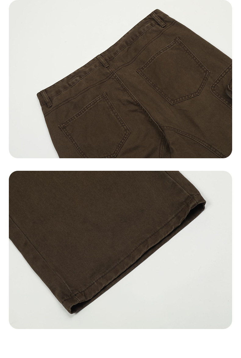 High Street Vibe Flared Loose Multi-Pocket Distressed Straight Casual Long Pants
