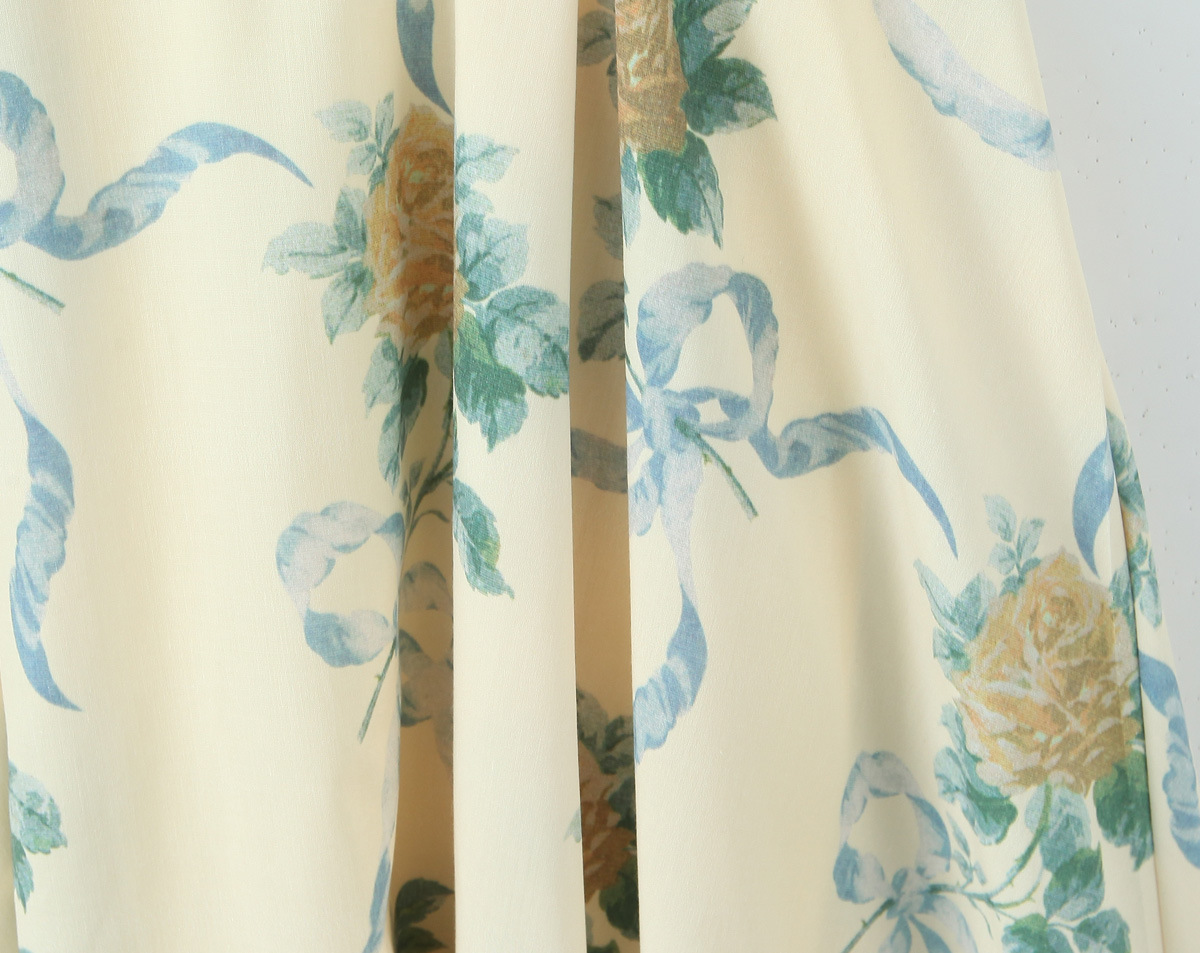 Cotton Print Ribbon Front Halter Maxi Dress