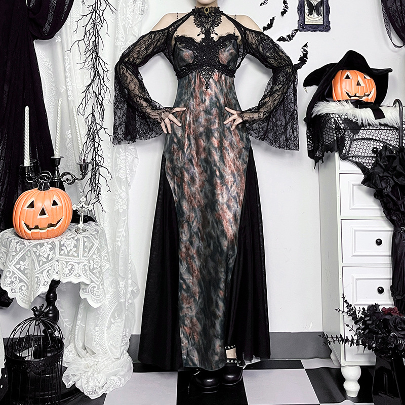 Bodycon Dress Gothic Chic Embellished Fitted Full Skirt Dress for Women