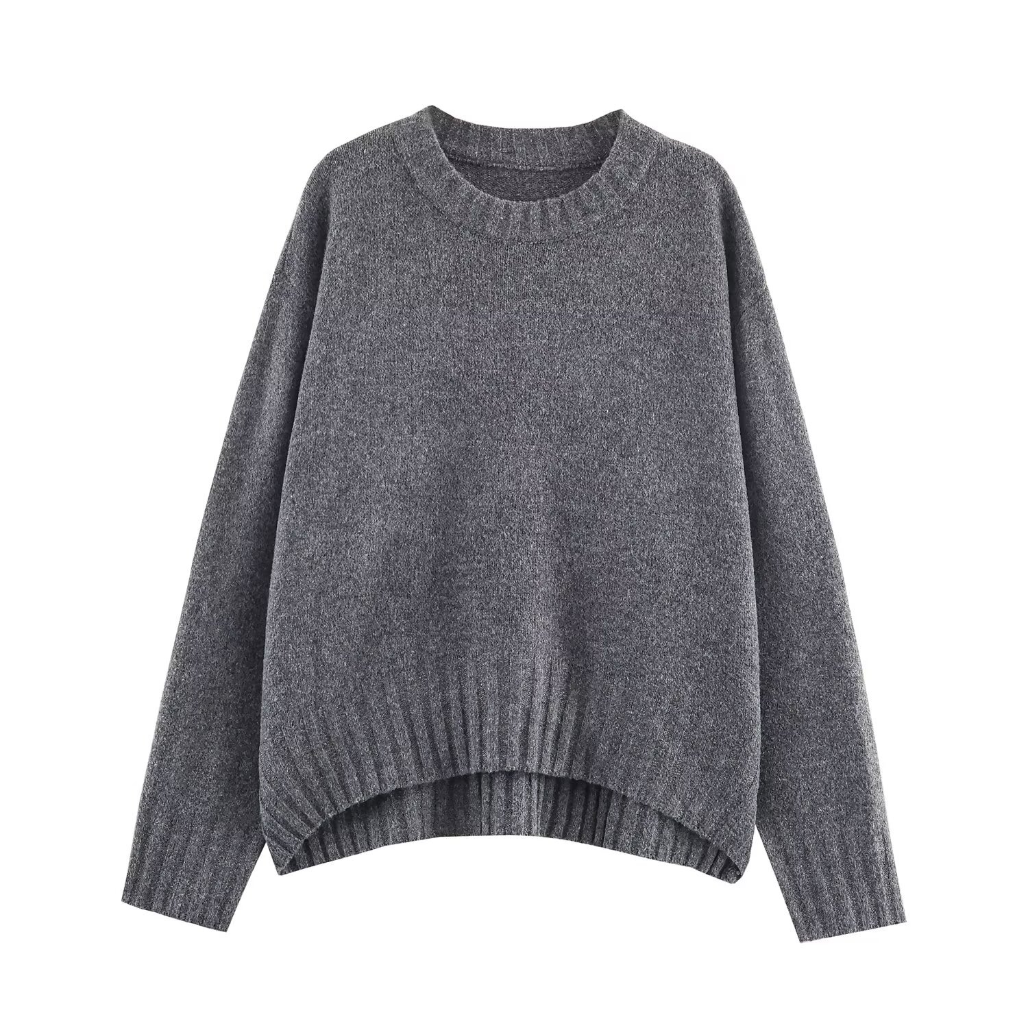 Ladies' Polyester Plain Rib Crew Sweater