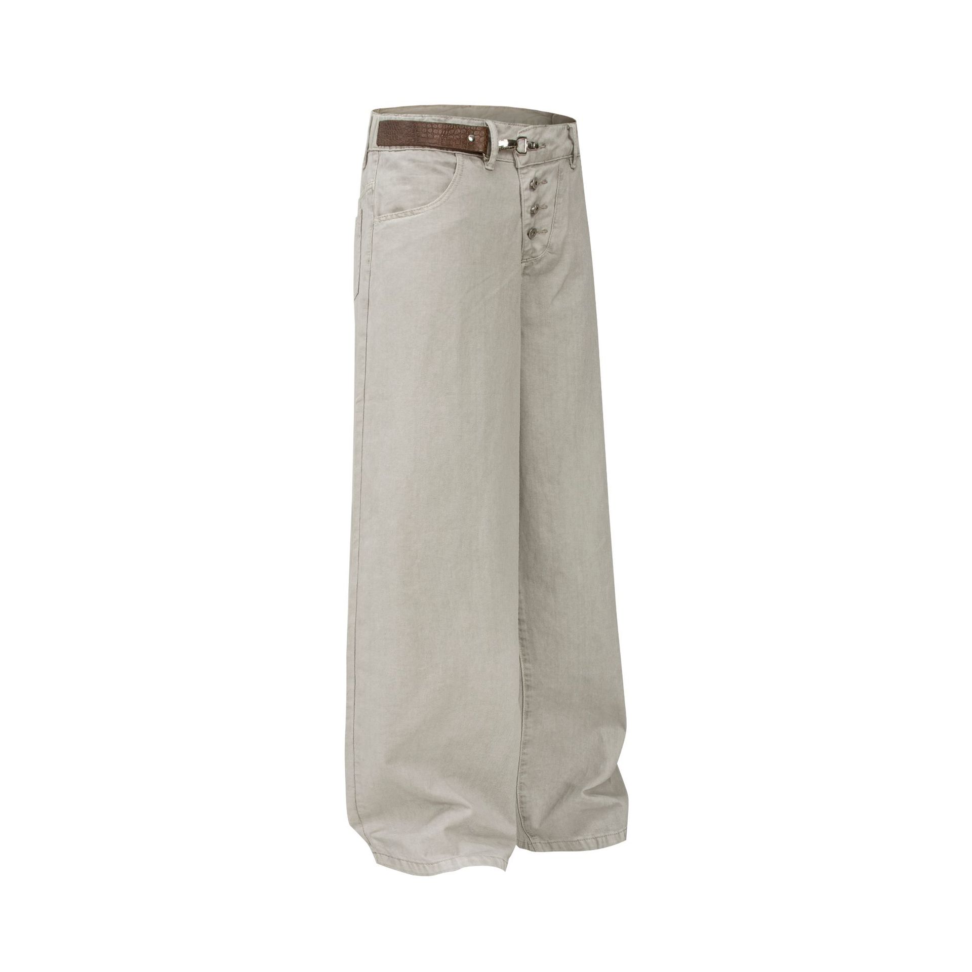Street Retro Deconstructed Irregular Design Men's Loose Wide-Leg Jeans