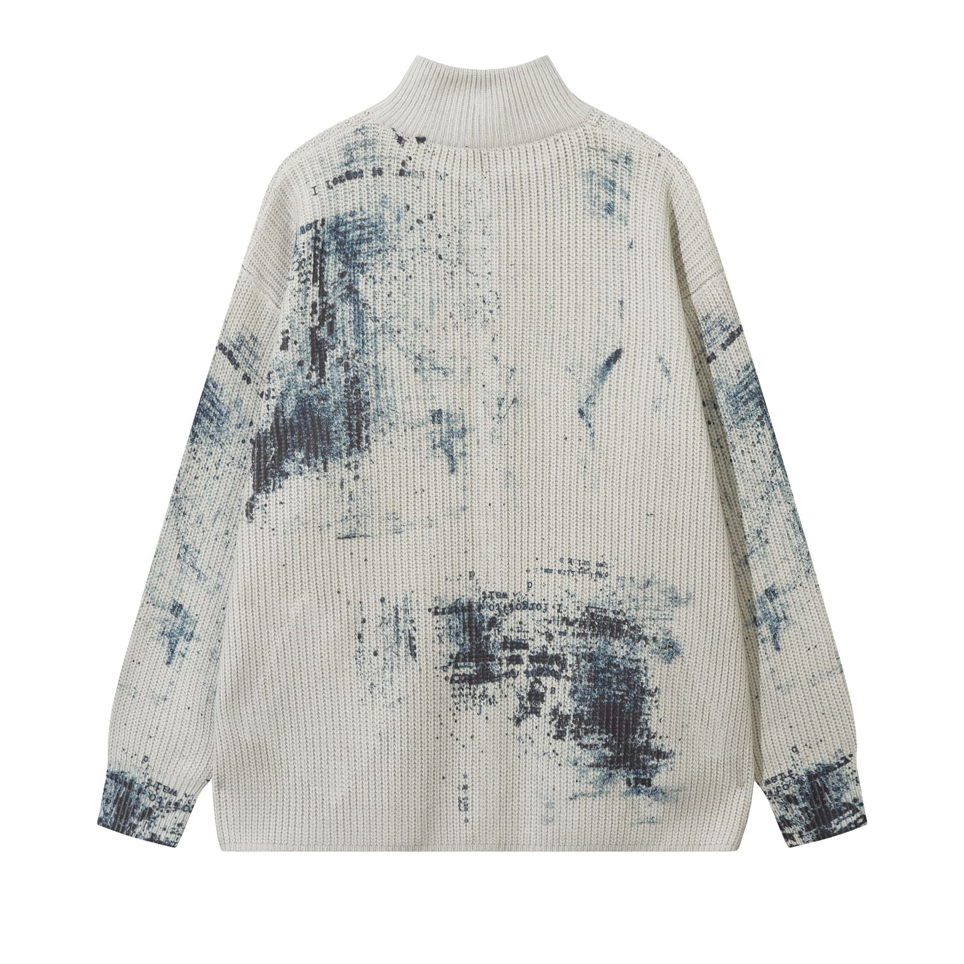 Streetwear Loose Fit Long Sleeve Print Sweater