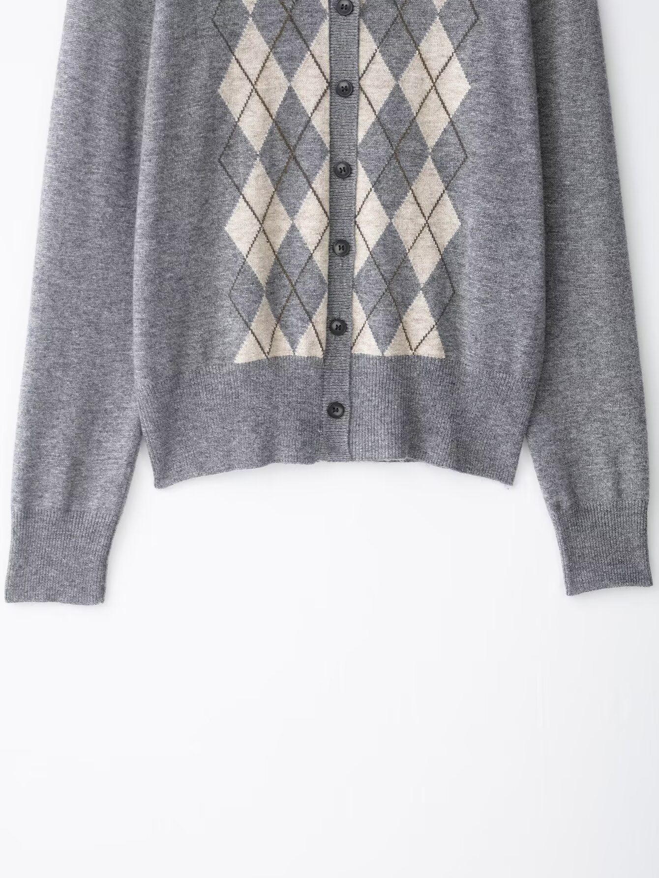 Regular Fit Geometric Knit Long Sleeve Cardigan
