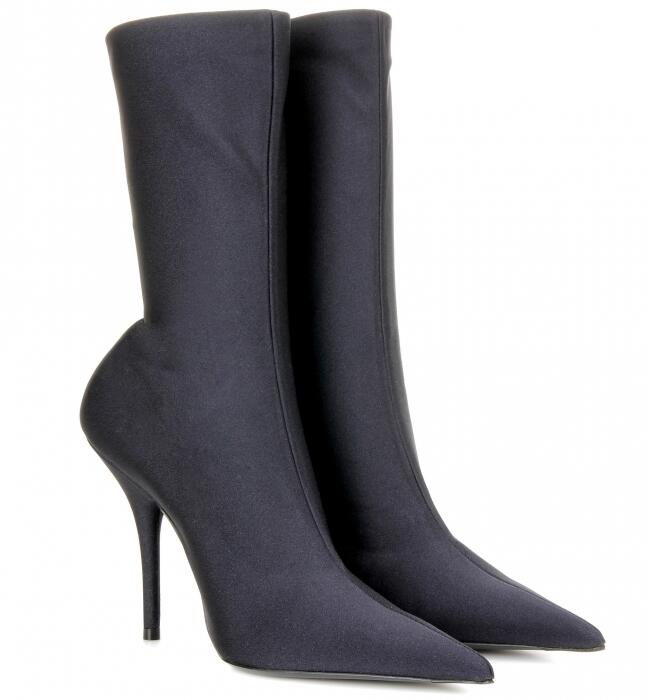 Floral Print Sexy Stiletto Sock Women Booties Stretch Pointed Toe High Heels Ankle Boots Fashion Botas Shoes Women Big Size 44