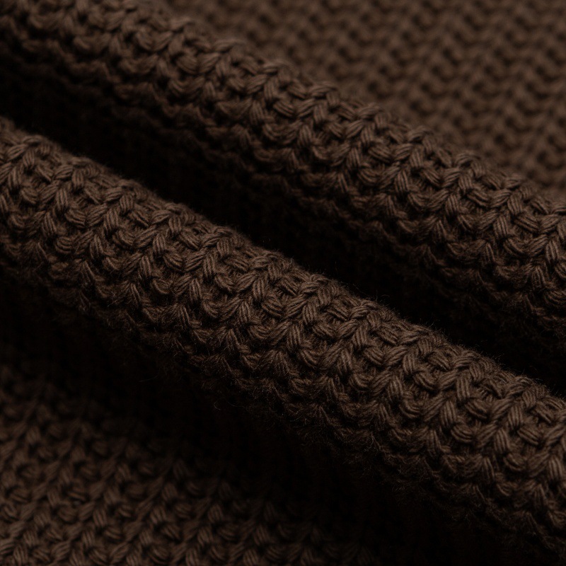 Solid color letter embossed round neck loose knit sweater
