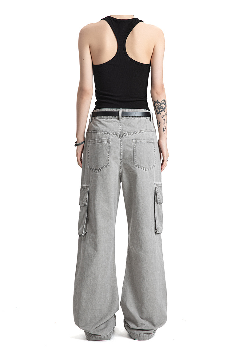 Multi-Pocket Deconstructed Flared Vintage Trousers for Men