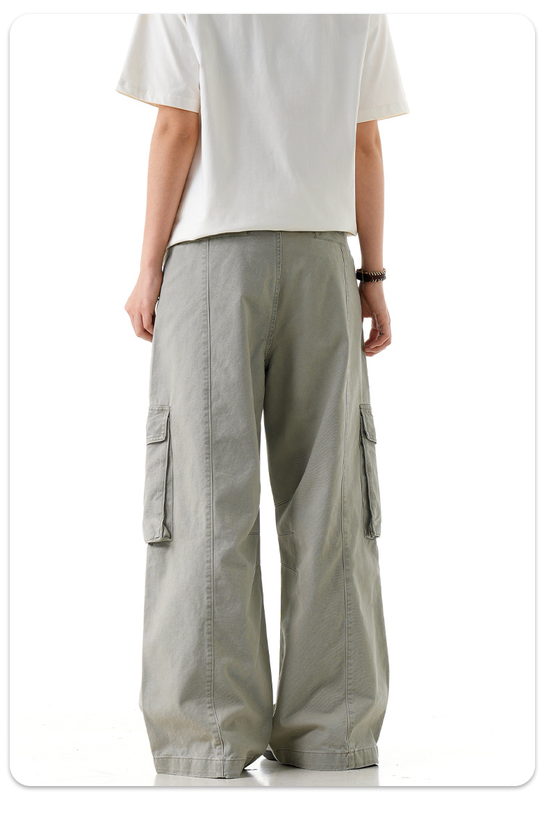 Straight Leg Work Pants for Men and Women Street Loose Wide-Leg Aged Casual Long Trousers