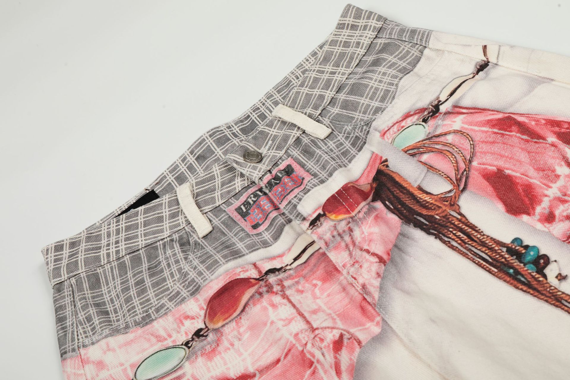 Street Retro High-End Scarf Print Design Unisex Loose Knife-Edge Jeans